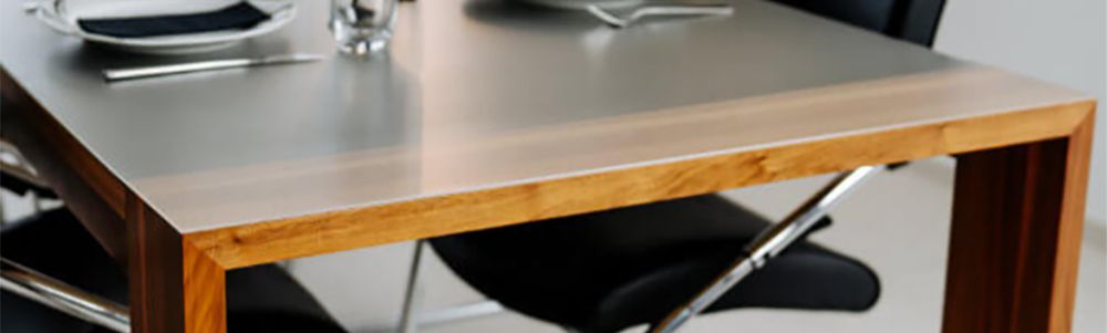 Extra Thick Embossed Table Protector Austen - Semi transparent and extra thick - this clear table protector provides excellent physical protection to your table top in addition to heat protection and wipe clean properties. Suitable for contact with food.