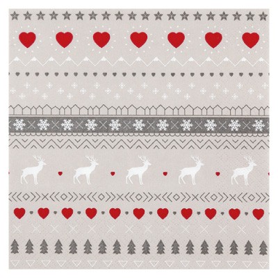 Home Fashion 3ply 33cm Tissue Napkins Winter Pattern Taupe