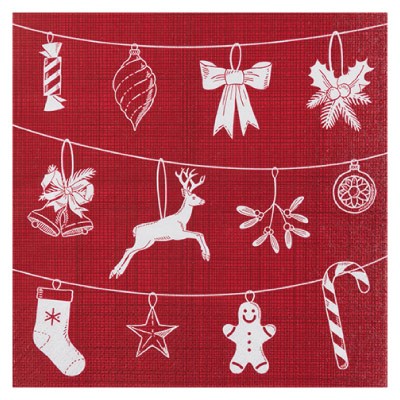 Home Fashion 3ply 33cm Tissue Napkins Xmas Symbols Red