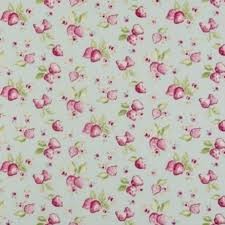 Clarke and Clarke Strawberry Duck Egg Fabric, Remnant