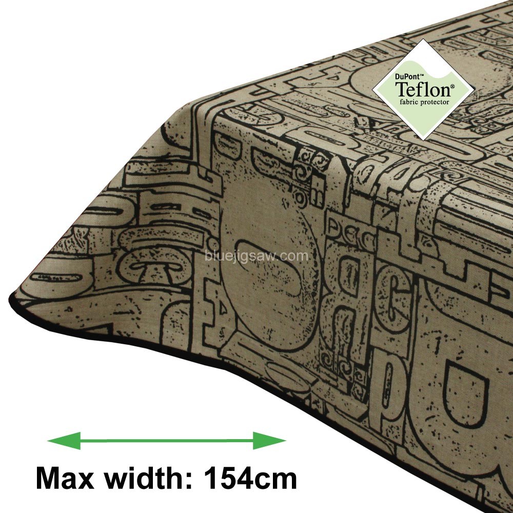 Urban Beige and Black Acrylic Coated Tablecloth with Teflon