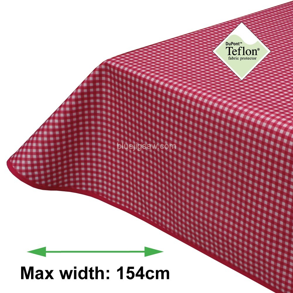 Soft Red Gingham 5mm Acrylic Coated Tablecloth with Teflon
