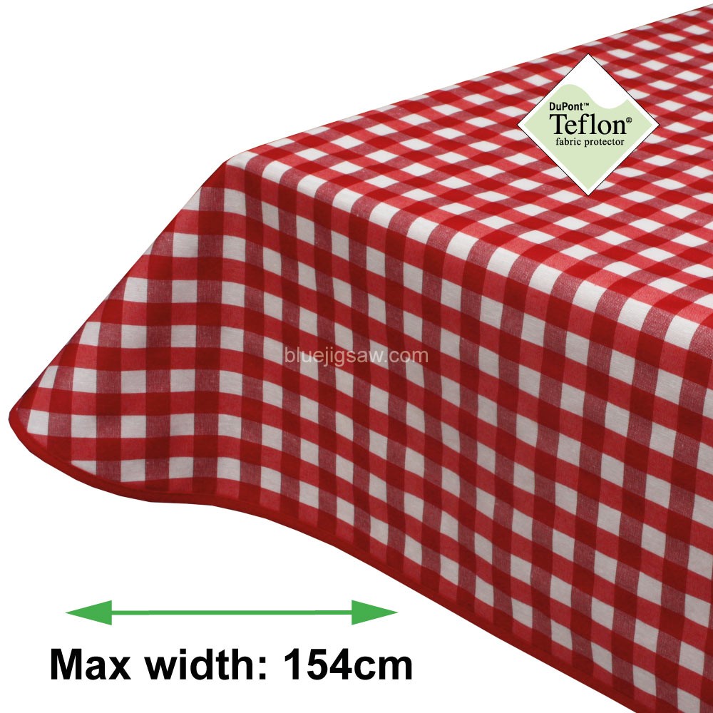 Red Gingham 15mm Acrylic Coated Tablecloth with Teflon
