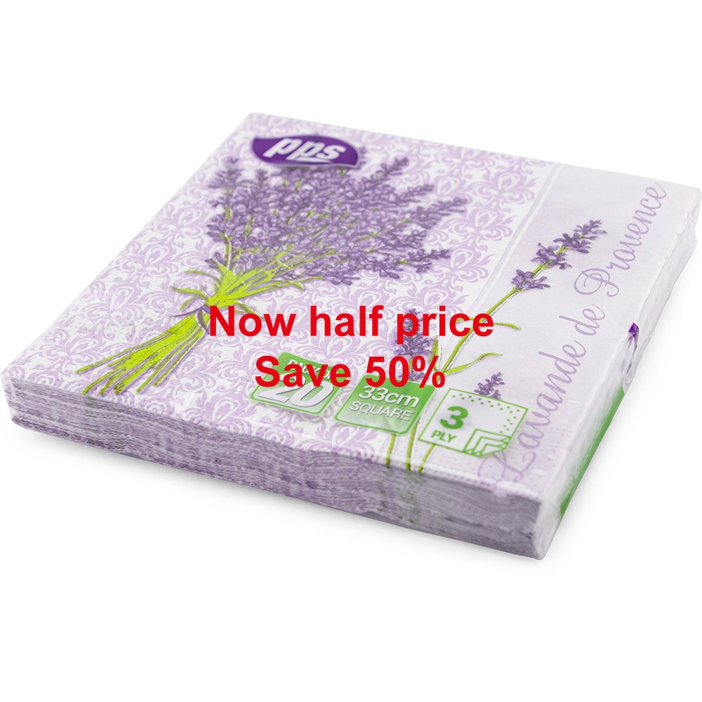 PPS 3ply 33cm Paper Napkins Lavender Flower