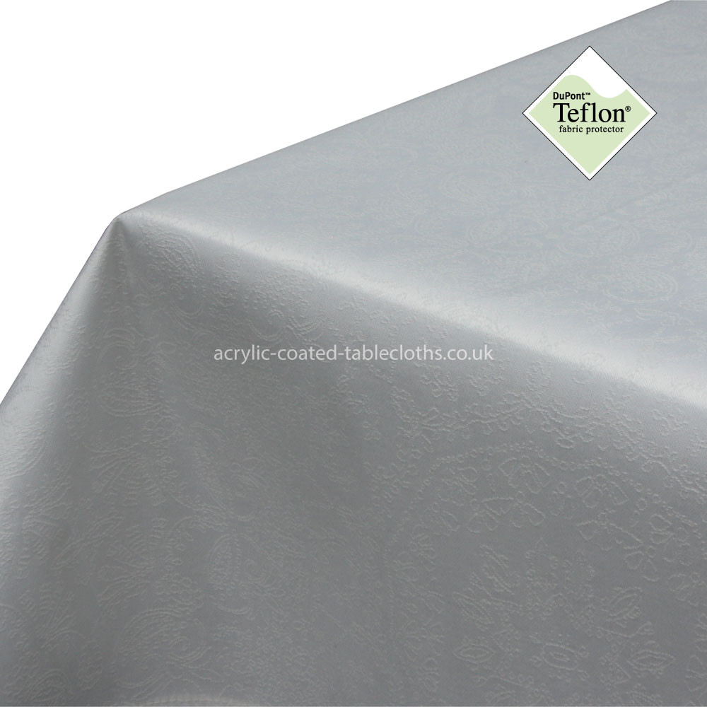 Vienna White Acrylic Coated Tablecloth Close Up