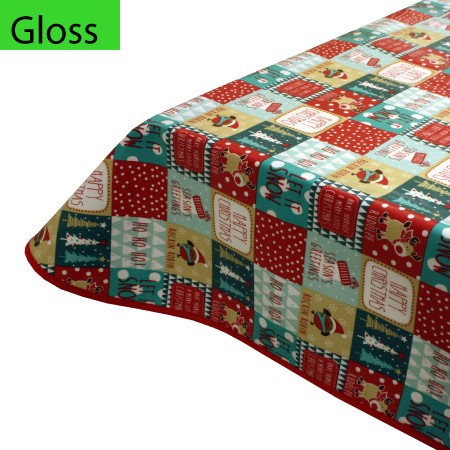Gloss PVC Oilcloth Remnant, Ho-Ho-Ho
