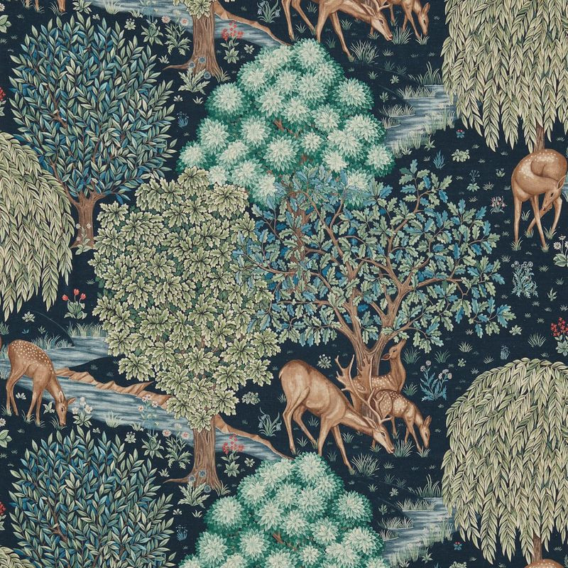 Morris & Co The Brook Fabric Tapestry Blue Remnant