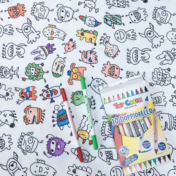 Doodle Monster Remnant Fabric - unfinished edges