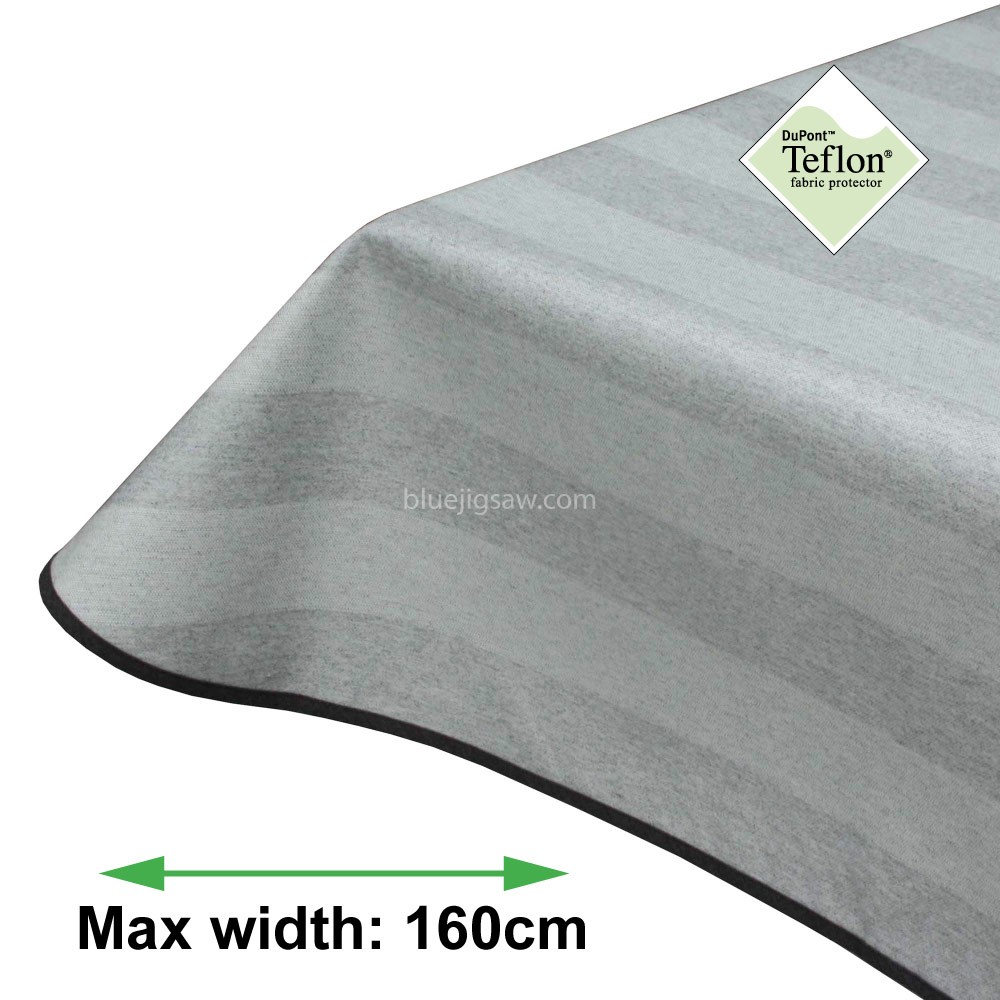 Silver Jacquard Stripe Acrylic Coated Tablecloth