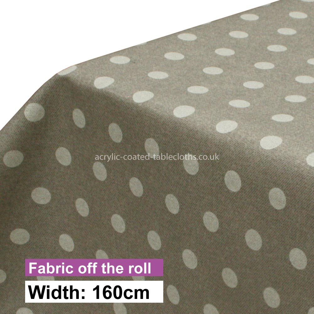Polka Dot 15mm, Neutral Acrylic Coated Fabric