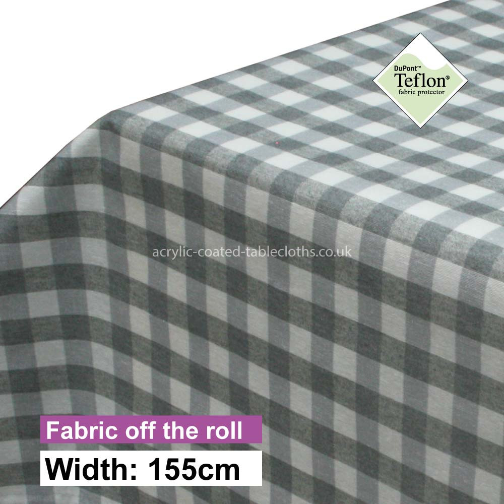 Grey Gingham 15mm Acrylic Coated Fabric