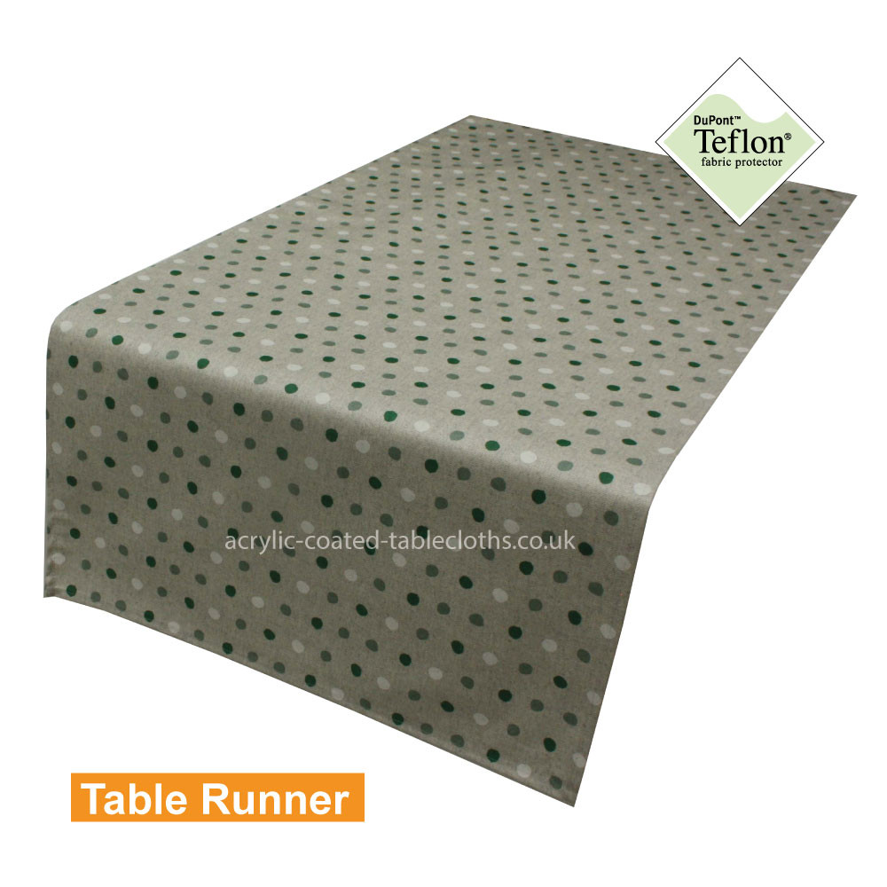 Polka Dot Green Acrylic Coated Table Runner