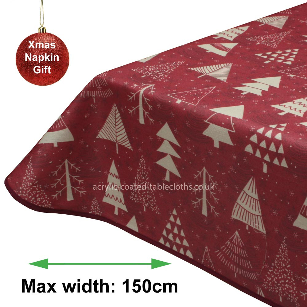 Nordic Red Christmas Acrylic Coated Tablecloth with Teflon