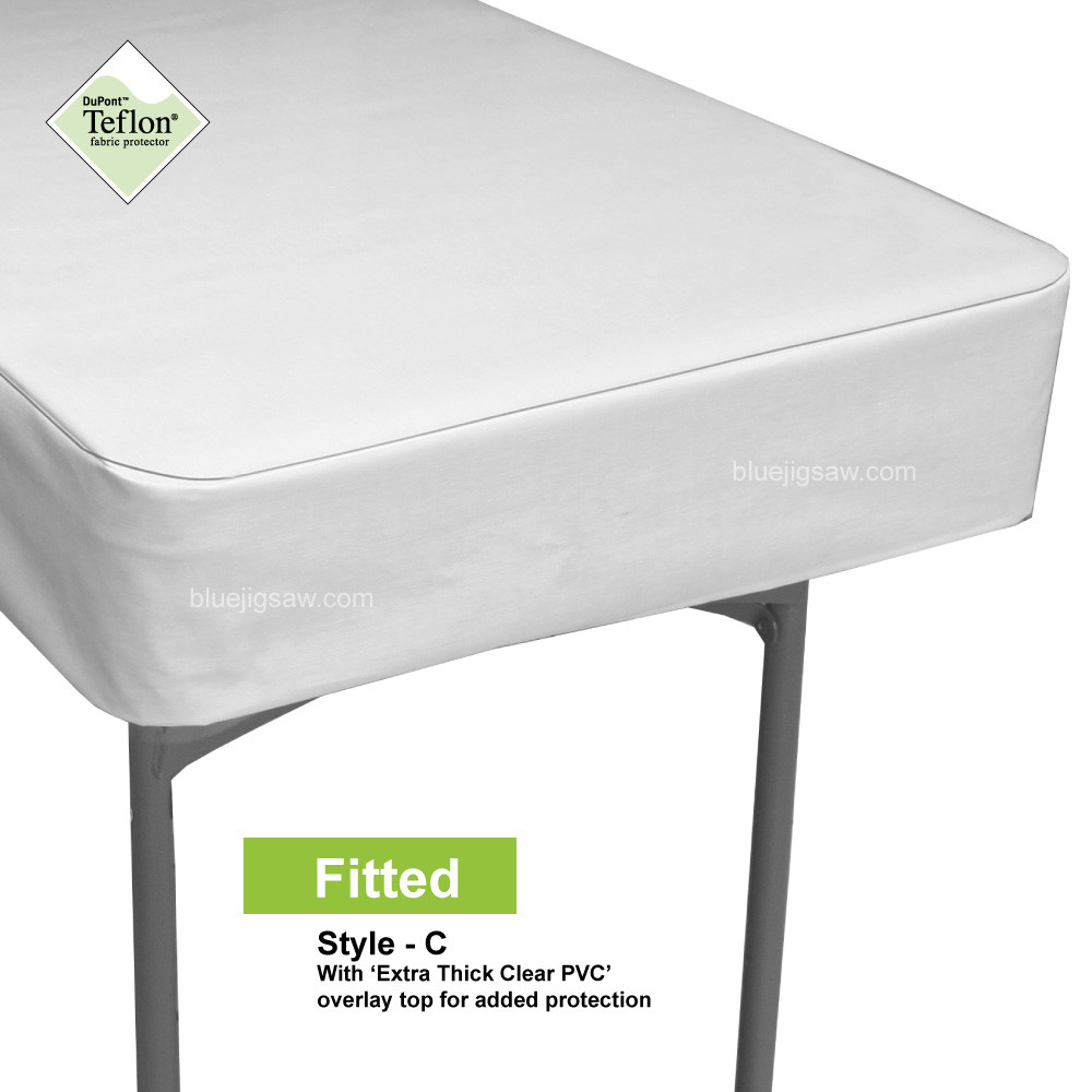 Fitted Tablecloth With Extra Thick Clear PVC Overlay