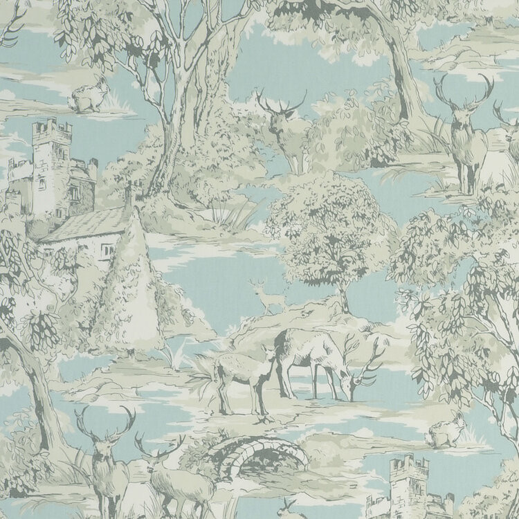Clarke and Clarke Manor Toile Mineral Fabric, Remnant
