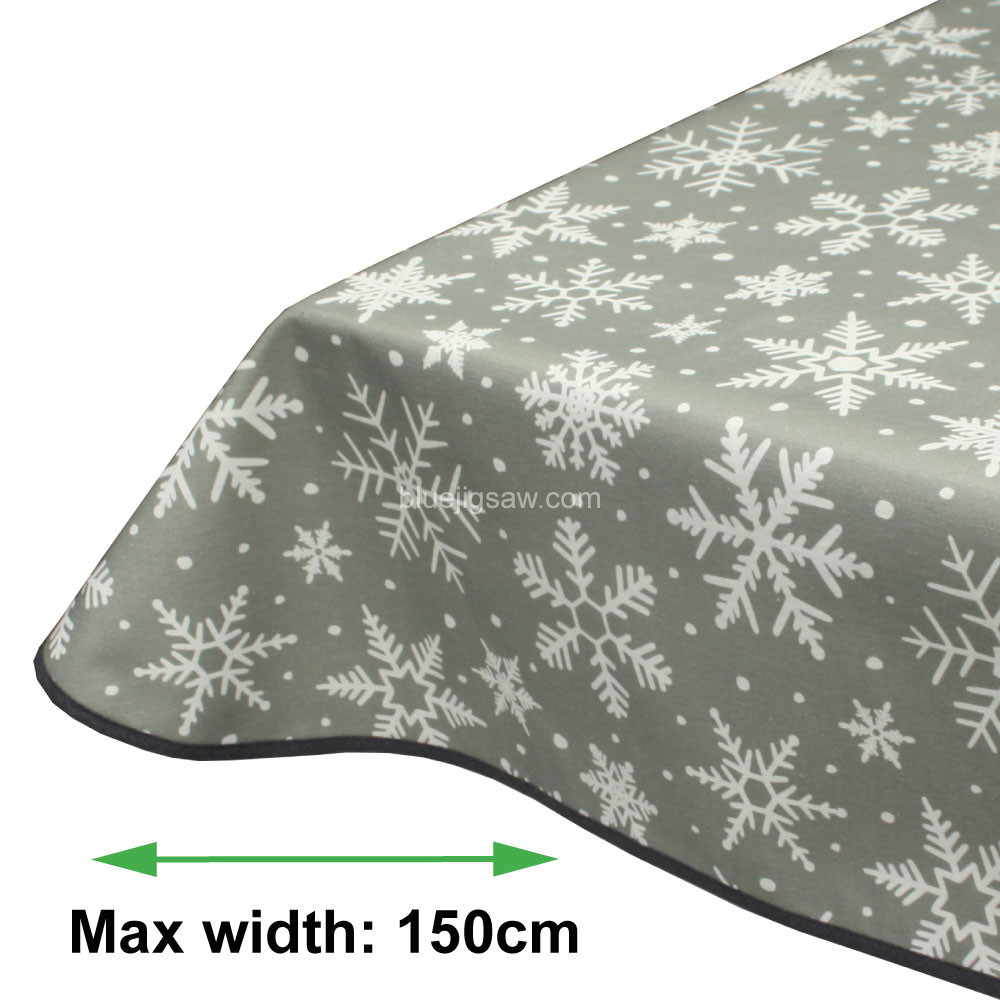Christmas Snowflakes Warm Grey Acrylic Coated Tablecloth