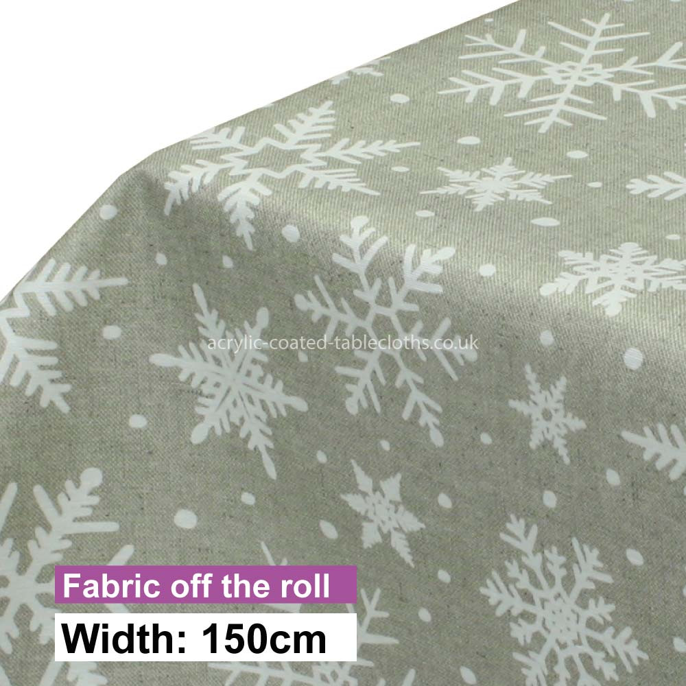 Christmas Snowflakes Natural Acrylic Coated Fabric