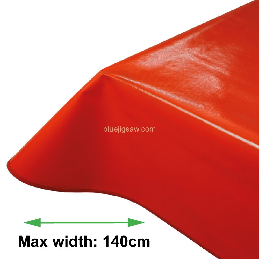 Red PVC Tablecloth With Bias Binding & Rounded Corners