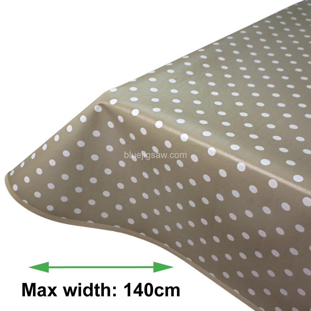 Mushroom Polka Dot PVC Tablecloth With Bias Binding & Rounded Corners
