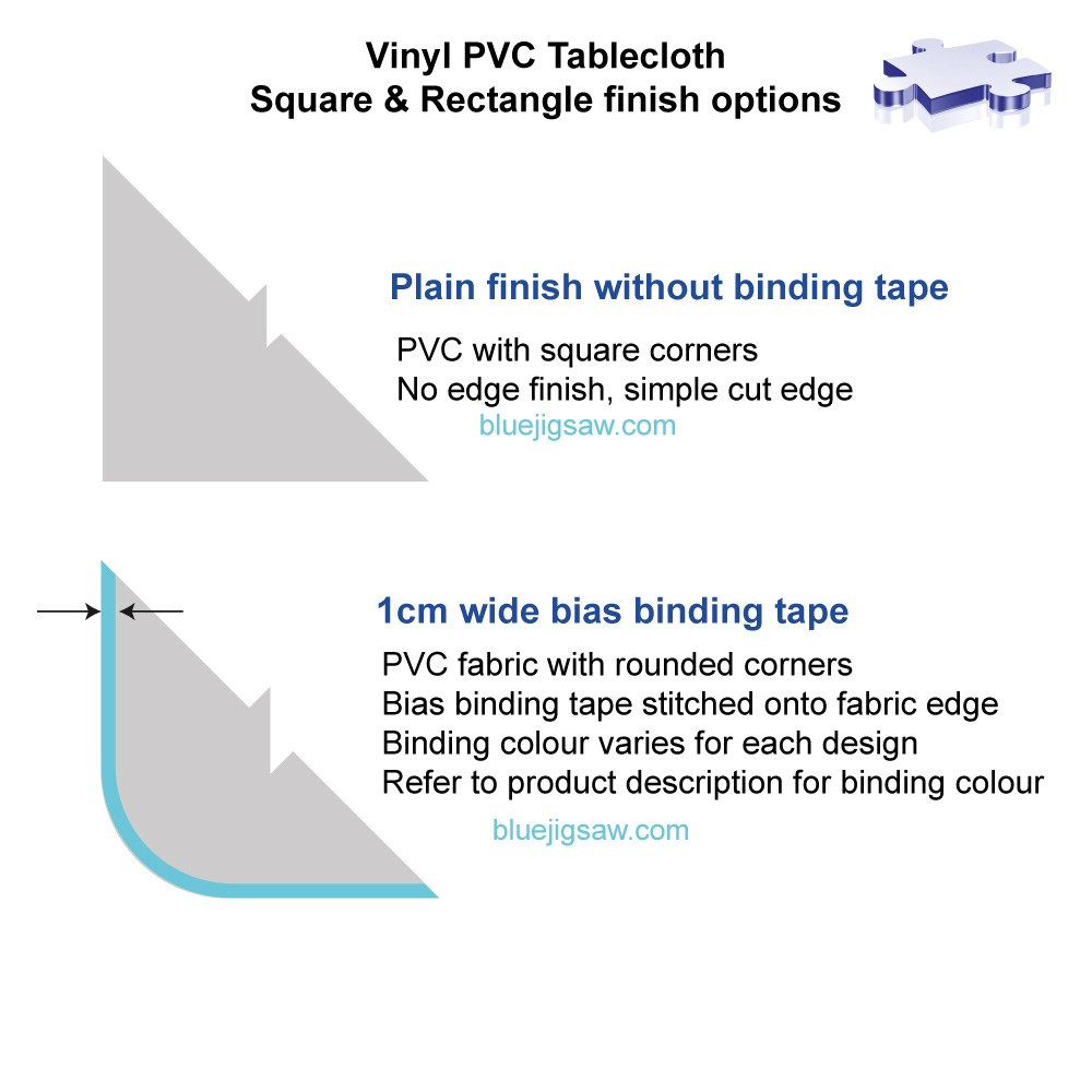 Rectangle & Square tablecloth Edge Finish Options