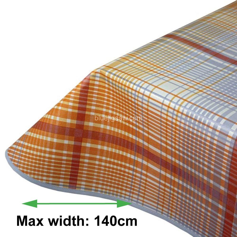 Terracotta Lines PVC Tablecloth With Bias Binding & Rounded Corners