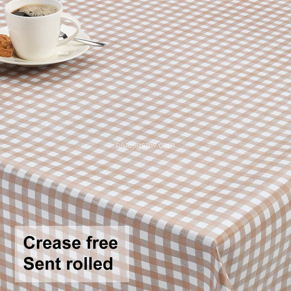 Brown Check PVC Tablecloth
