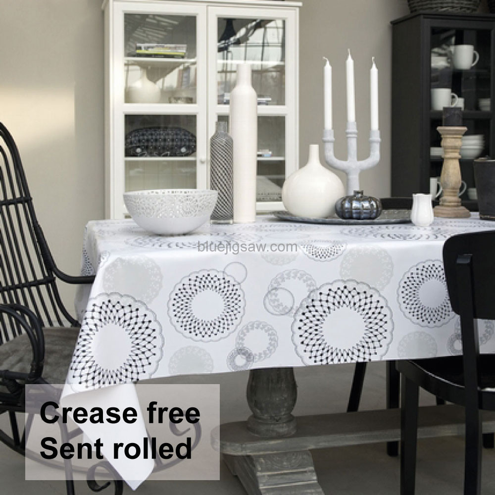 White Ilussion PVC Tablecloth