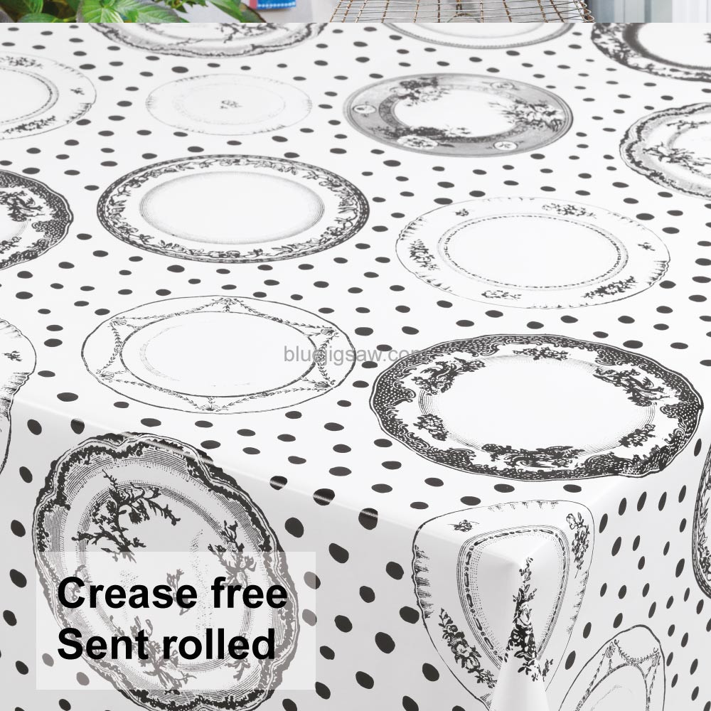 Vintage Plates PVC Tablecloth
