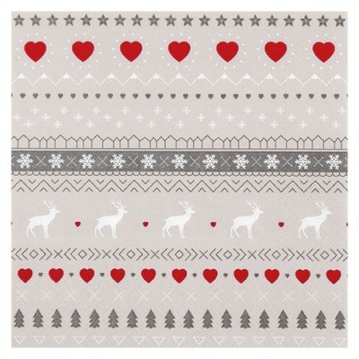 Home Fashion 3ply 33cm Paper Napkins, Winter Pattern Taupe