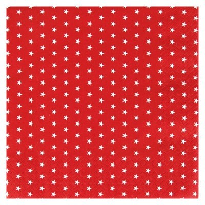 Home Fashion 3ply 33cm Paper Napkins, Mini Stars Red