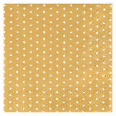 Home Fashion 3ply 33cm Paper Napkins, Mini Stars Gold