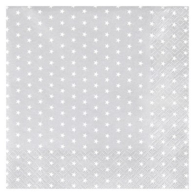 Home Fashion 3ply 33cm Paper Napkins, Mini Stars Silver