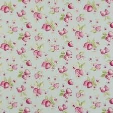 Clarke and Clarke Strawberry Duck Egg Fabric, Remnant