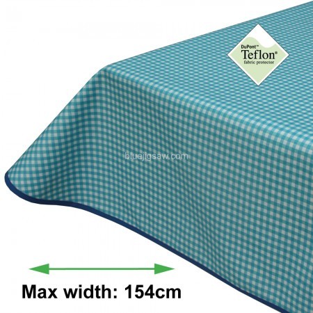 Soft Blue Gingham 5mm Acrylic Coated Tablecloth with Teflon