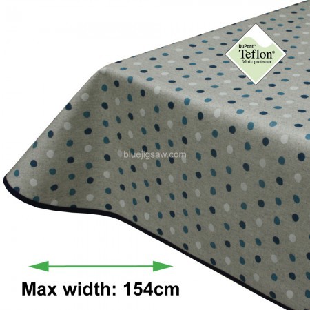Polka Dot Blues Acrylic Coated Tablecloth with Teflon