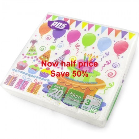 PPS 3ply 33cm Paper Napkins, Party