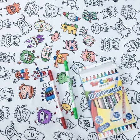 Doodle Monster Fabric Remnant 100cm x 140cm