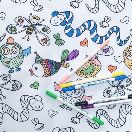 Doodle Animals Fabric Remnant 125cm x 125cm
