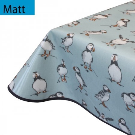 Matt PVC Oilcloth Remnant, Puffin Duck Egg Blue 132cm x 144cm