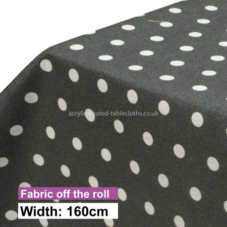 Polka Dot 15mm, Slate Acrylic Coated Fabric