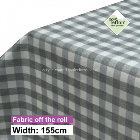 Grey Gingham 15mm Acrylic Coated Fabric