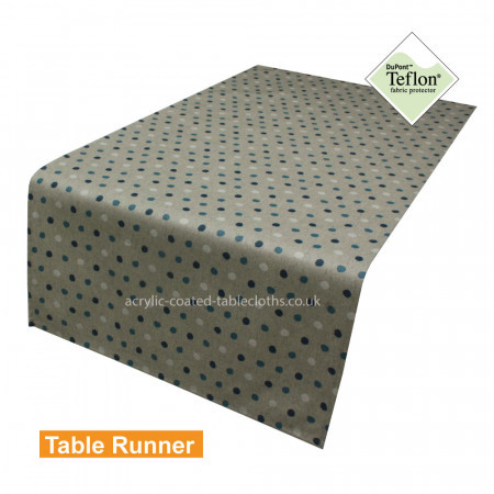 Polka Dot Blues Acrylic Coated Table Runner
