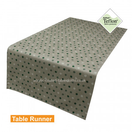 Polka Dot Green Acrylic Coated Table Runner