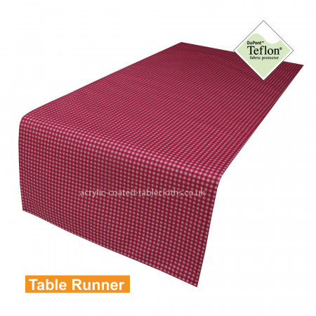 Soft Red Gingham 5mm Acrylic Coated Table Runner