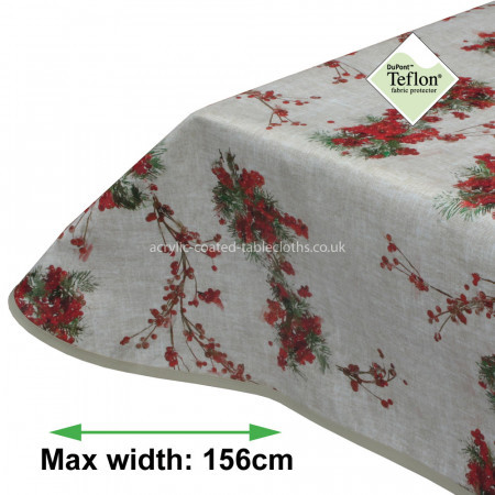 Christmas Berries Acrylic Coated Tablecloth with Teflon