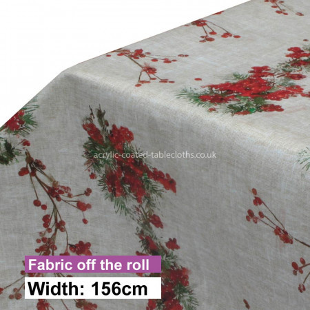 Christmas Berries Acrylic Coated Fabric