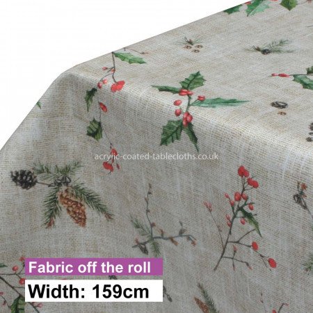 Christmas Holly Acrylic Coated Fabric