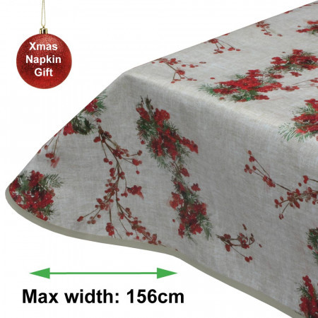 Christmas Acrylic Coated Tablecloth Christmas Berries