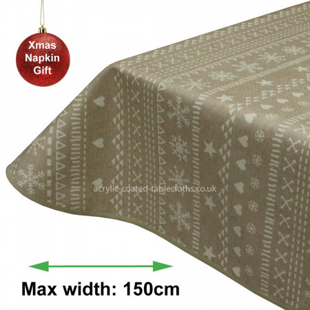 Christmas Acrylic Coated Tablecloth Scandic White