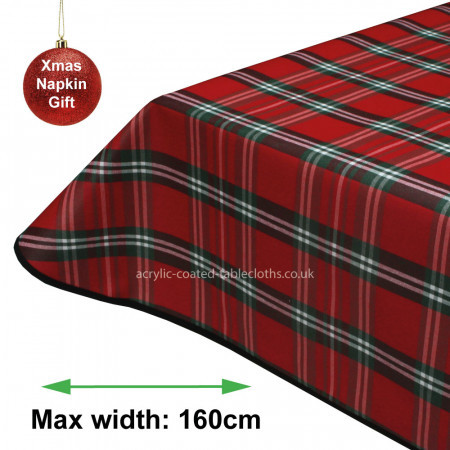 Christmas Acrylic Coated Tablecloth Red Tartan